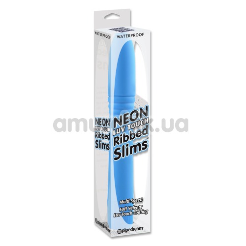 Вибратор Neon Luv Touch Ribbed Slims голубой