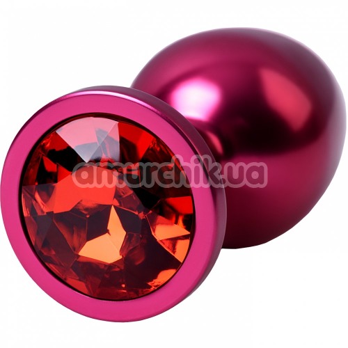 Анальна пробка з червоним кристалом Toyfa Metal 717008-99, рожева