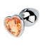 Анальная пробка с оранжевым кристаллом SWAROVSKI Silver Heart Orange Small, серебряная - Фото №2