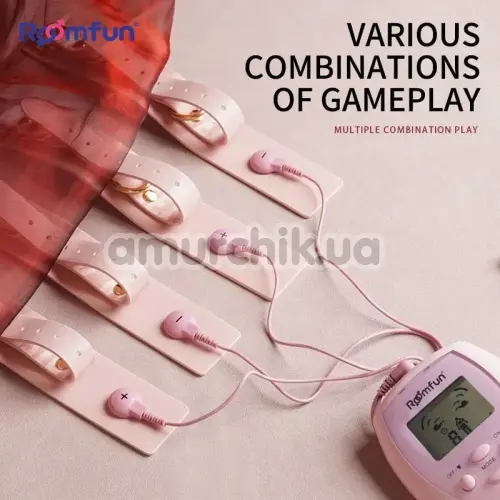 Бондажний набір з електростимуляцією Roomfun Bondage Gear With Massager, рожевий