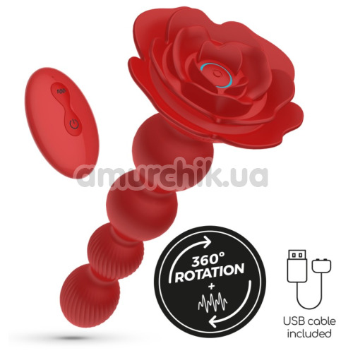Анальний вібростимулятор з ротацією Crushious Rosaline, червоний