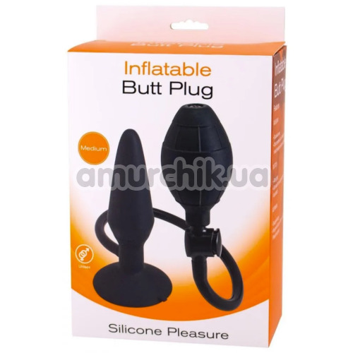 Анальный расширитель Silicone Pleasure Inflatable Butt Plug M, черный