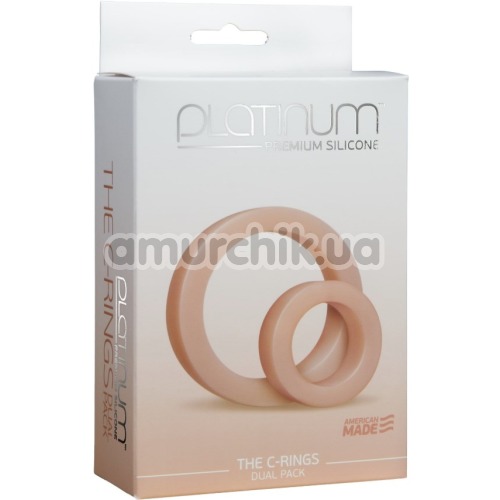 Набор из 2 эрекционных колец Platinum Premium Silicone The C-Rings, телесный