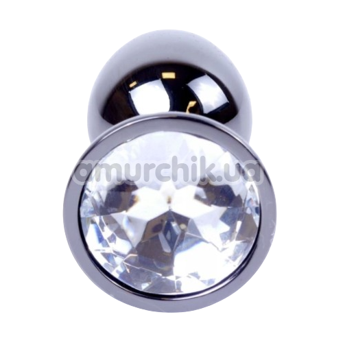 Анальная пробка с прозрачным кристаллом Exclusivity Jewellery Dark Silver Plug, серебряная