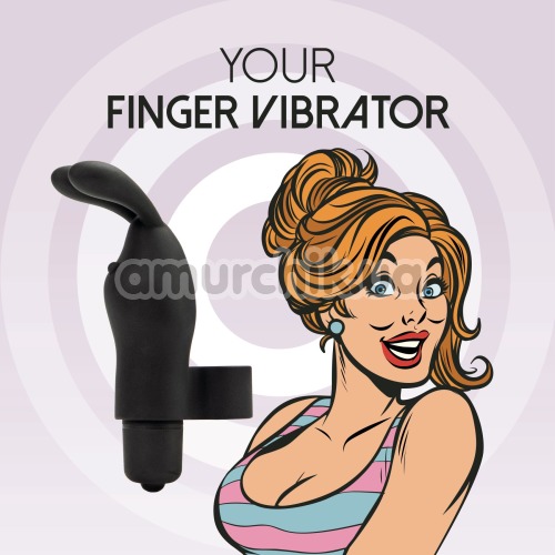 Насадка на палець з вібрацією FeelzToys Magic Finger Bunny Vibrator, чорна