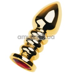 Анальная пробка с красным кристаллом Toyfa Metal 717056-9, золотая - Фото №1