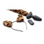 Анальная пробка с вибрацией, леопардовыми ушками и хвостом Tailz Waggerz, черная - Фото №2