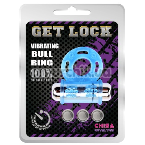 Виброкольцо Get Lock Vibrating Bull Ring, голубое