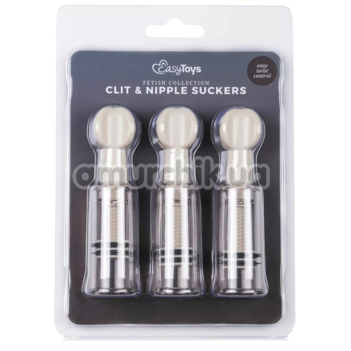 Вакуумные стимуляторы для сосков и клитора Clit & Nipple Suckers, белые