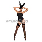 Костюм зайчика Obsessive Bunny, черный: боди + маска + чокер + подтяжки - Фото №1