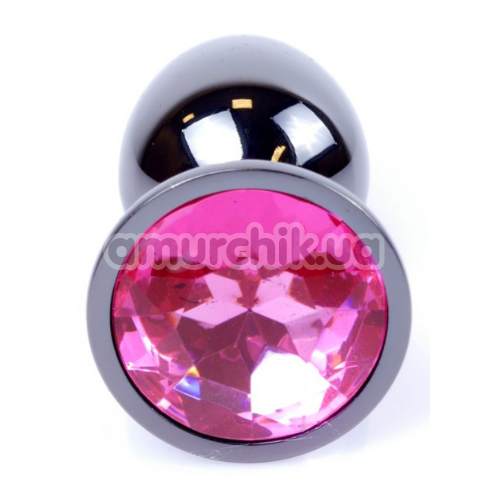Анальная пробка с розовым кристаллом Exclusivity Jewellery Dark Silver Plug, серебряная