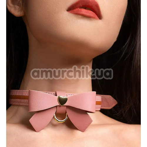 Нашийник із повідцем Lockink Sevanda Love Heart Butterfly Leather Collar, рожевий