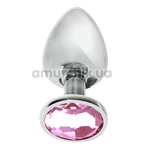 Анальная пробка с розовым кристаллом Mai Attraction Pleasure Toys M №73, серебряная - Фото №1