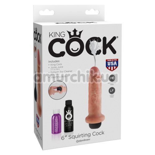 Фаллоимитатор с эякуляцией King Cock 6 Squirting Cock, телесный