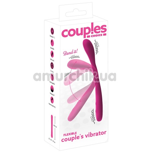 Двойной вибратор Couples Choice Flexible Couples Vibrator, розовый