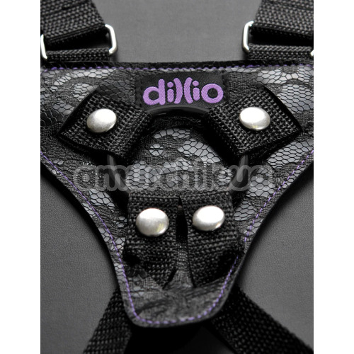 Страпон Dillio 6 Inch Strap-On Suspender Harness Set, фіолетовий