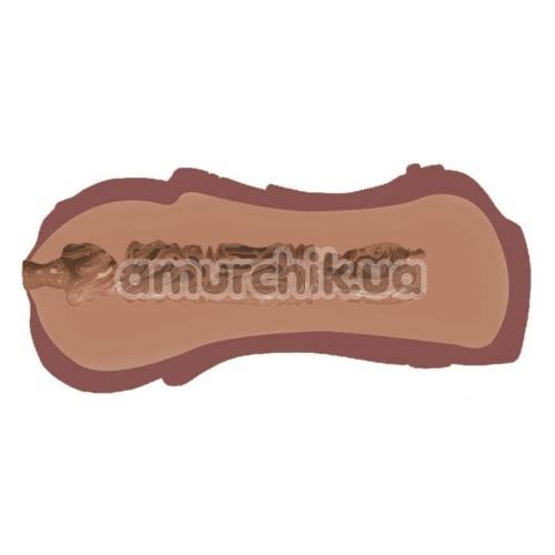 Искусственная вагина с вибрацией Bangers Super Wet Tight Twat, коричневая