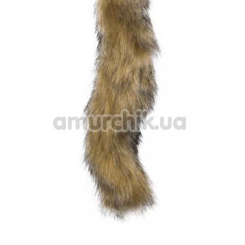 Анальная пробка с коричневым лисьим хвостиком Easy Toys Fox Tail Plug, серебряная
