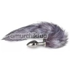 Анальная пробка с серым лисьим хвостиком Easy Toys Fox Tail Plug M, серебряная - Фото №1