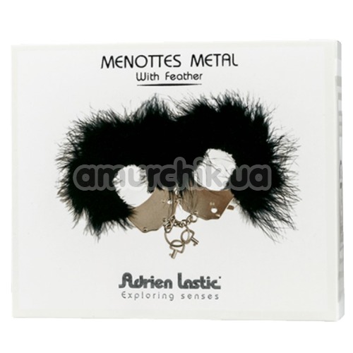Наручники Adrien Lastic Menottes Metal Handcuffs With Feather, чорні