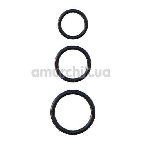 Набір ерекційних кілець Fantasy C-Ringz Silicone 3-Ring Stamina Set, чорний - Фото №1