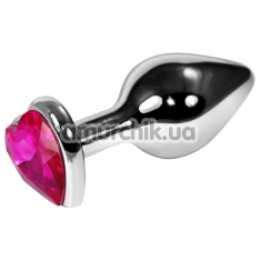 Анальная пробка с кристаллом SWAROVSKI Rosebud Heart Plug Fuchsia, розовая - Фото №1