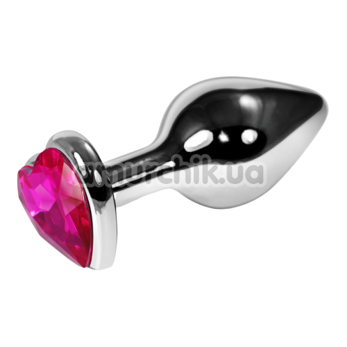 Анальная пробка с кристаллом SWAROVSKI Rosebud Heart Plug Fuchsia, розовая - Фото №1
