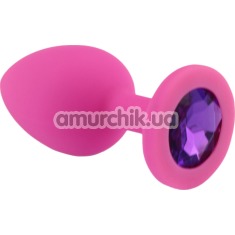 Анальна пробка з фіолетовим кристалом SWAROVSKI Zcz, рожева - Фото №1