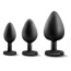Набор анальных пробок с радужными кристаллами в виде сердечек Luxe Bling Plugs Trainer Kit, черный - Фото №4