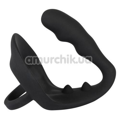 Стимулятор простати з ерекційним кільцем Black Velvets Ring & Plug, чорний