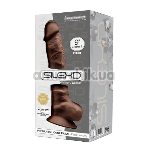 Фалоімітатор Silexd Premium Silicone Dildo Model 1 Size 9, коричневий