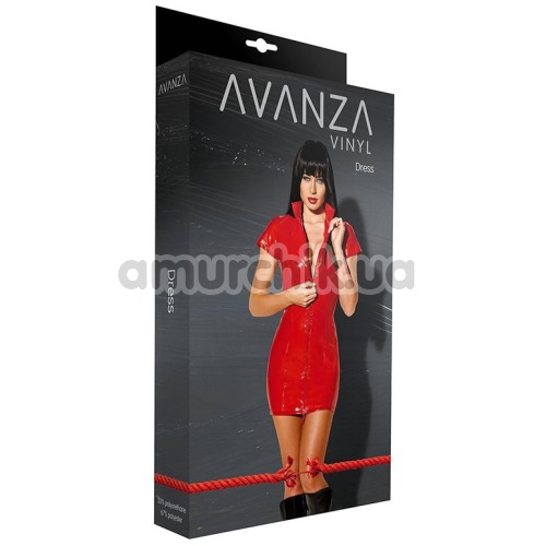 Мини-платье Avanza Vinyl Dress на молнии, красное