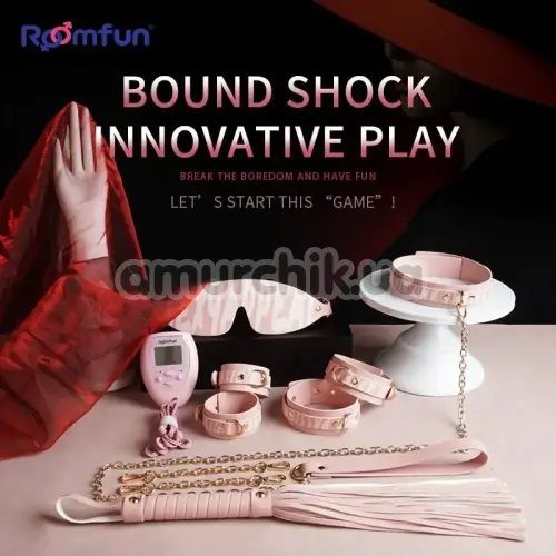 Бондажний набір з електростимуляцією Roomfun Bondage Gear With Massager, рожевий