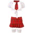 Костюм школярки Cottelli Collection Costumes 2470365 біло-червоний: топ + міні-спідниця + трусики + чулки + галстук - Фото №3