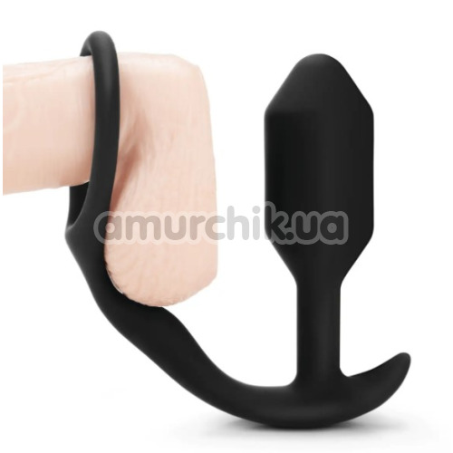 Анальная пробка с эрекционным кольцом B-Vibe Snug & Tug, черная