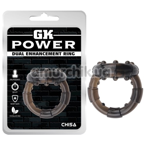 Эрекционное кольцо GK Power Dual Enhancement Ring, черное