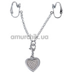 Зажимы для половых губ Intimate Heart-Shaped Chain, серебряные - Фото №1