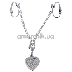 Зажимы для половых губ Intimate Heart-Shaped Chain, серебряные - Фото №1