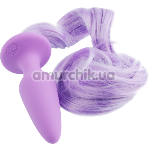 Анальна пробка з фіолетовим хвостом Unicorn Tails Pastel, фіолетова