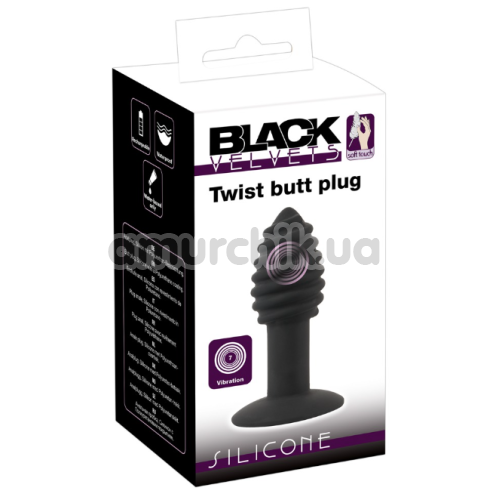 Анальная пробка с вибрацией Black Velvets Twist Butt Plug, черная