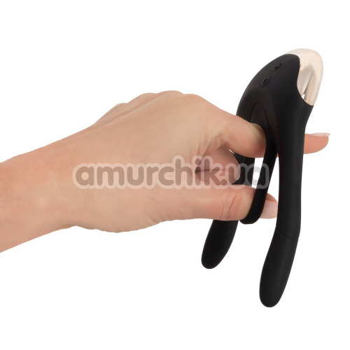 Виброкольцо для члена Couples Choice Multi-function Couples Vibrator, черное