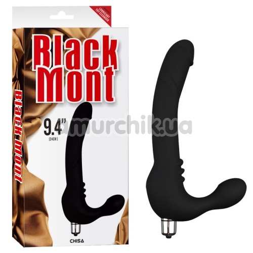 Безремневой страпон с вибрацией Black Mont Strap On Cavalier 9.4, черный