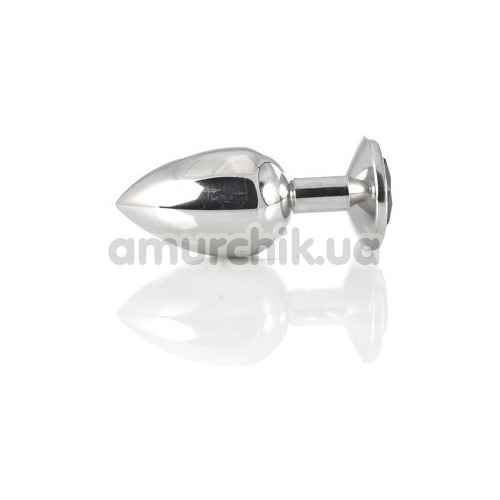 Анальная пробка с черным кристаллом Toyfa Metal 717095-5, серебряная