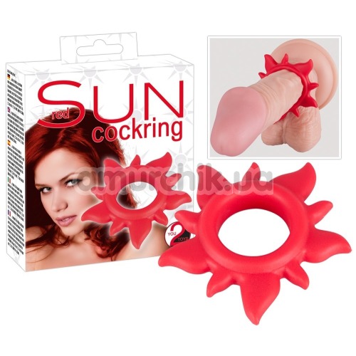 Эрекционное кольцо Sun Cockring, красное