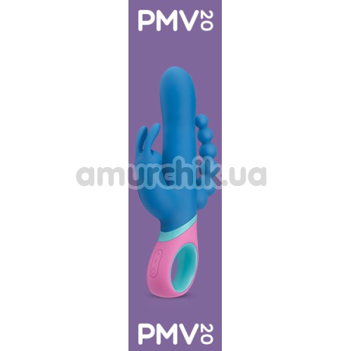 Анально-вагінально-кліторальний вібратор з ротацією PMV20 Vice, блакитний