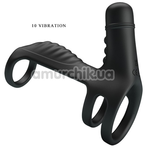 Насадка на пенис с вибрацией Pretty Love Vibrating Penis Sling, черная