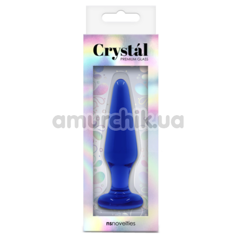 Анальная пробка Crystal Premium Glass Medium, синяя