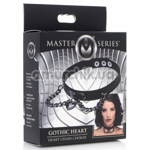 Ошейник Master Series Gothic Heart, черный