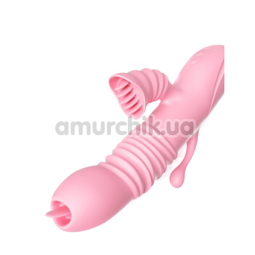 Анально-вагинально-клиторальный вибратор с подогревом и пульсацией Boss Series Ada, розовый