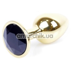 Анальна пробка з чорним кристалом Exclusivity Jewellery Gold Plug, золота - Фото №1
